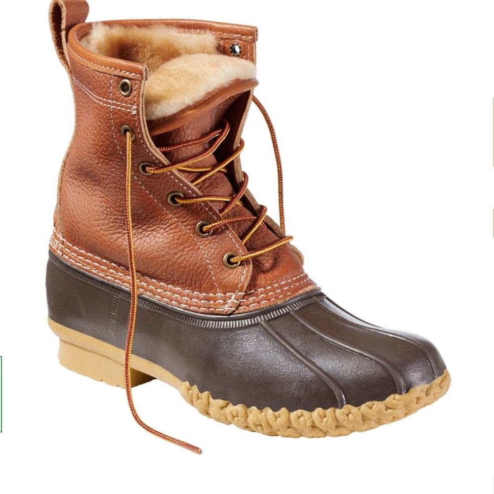 L.L. Bean Bean Boots Women’s Tan 8" Real Shearling-Lined Insulated 9 Free People - Picture 2 of 9